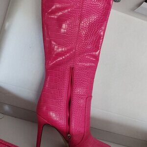Nine West Pink Heeled Boots Bold Statement